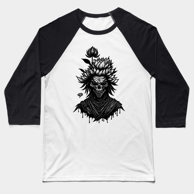 Lotus Skeleton Baseball T-Shirt by Snonfy